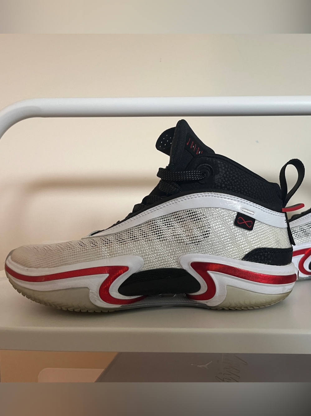 Air Jordan 36 Men's Basketball Sneakers in Black, White & Red